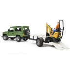 Bruder Land Rover koos haagise ja mini ekskavaatoriga BR-02593, 1:16, plastmass, 3 aastat, avanevad uksed, kokkuklapitavad peeglid