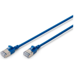 Digitus CAT 6A F-FTP &otilde;huke patch-kaabel DK-1632-A-005S-B, 0.5m, 3.8mm, sinine, halogeenivaba, PoE+ Ready, 10 Gbps