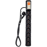 HSK DATA acar S8 PRO pikendusjuhe, 8 pistikupesa, 230 V, 10 A, 2300 W, 1.5 m, must, lastekaitse