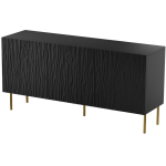 Cama Meble JUNGLE KOM152CZ kummut, 152x40.5x74.5cm, matt must, kuldsed jalad, 3 ust, 3 riiulit, MDF, puitlaastplaat