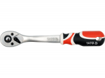 Yato YT-0731 GRD, 3/8" (9,5 mm), 200 mm, 72 hammast, painutatud k&auml;epide, kiirvabastus, p&ouml;&ouml;rdel&uuml;liti, CrV 6140, kroomitud, satiin