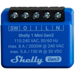 Shelly 1 Mini Gen3 Kontroller, 1MiniGen3, 110-240 VAC, 2000 W, Wi-Fi kuni 30 m, Bluetooth kuni 10 m, 20 ajakava
