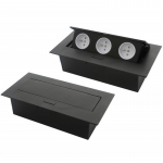Pistikupesa, laua sisse ehitatav, 3x schuko, ilma juhtmeta, must; AE-PB03GS-20 GTV