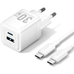 Vention mobiilne laadija TZ-FEQW0-EU-01 30W, 1 Type A, 1 Type C, kiire laadimine, valge