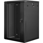 Lanberg Seinale kinnitatav rack WF01-6618-10B, 600mm, 18U, 60kg, klaasiduksed, IP20, 2 ventilaatori pesa, 4 vertikaalset riba