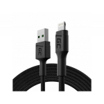 Green Cell Kaabel PowerStream KABGC21, 120 cm, USB-A isane Lightning isase, must, 2.4A kiiruslaadimine