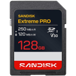SanDisk Extreme PRO SD UHS-I 128 GB SDXC, SDSDXXJ-128G-GSCIN, 128GB, 250MB/s, 120MB/s, U3, V30, veekindel, p&otilde;rutuskindel