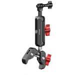 PULUZ PU3211 mootorratta kinnitus spordikaameratele, 5kg, kahekordne kuulliigend, kummist vahet&uuml;kk, &uuml;hilduv Osmo Action, GoPro