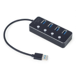 Gembird USB keskjaam UHB-U3P4P-01 USB 3.1 4 porti, must, kompaktne disain, toiteallikas