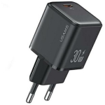 Usams Laadija US-CC186, 30W, 100-240V, 1x USB-C, must, kiire laadimine, PD3.0
