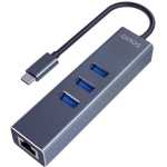 Savio AK-57 USB-C jaotur, 3xUSB-A, RJ-45 Gigabit Ethernet, 5000 Mbit/s, hall