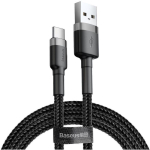 Baseus CATKLF-BG1 USB-kaabel, USB A&ndash;USB C, 1 m, must, sirged pistikud, isased, andmete ja laadimise jaoks