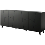 Cama Meble ETNA KOM200 CZ kummut, 200x42x82 cm, must matt, 4 ust, 4 riiulit, puitlaastplaat, MDF