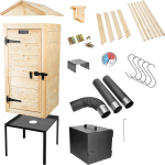 Puidust suitsuahi 200 L 100 cm koos toru&uuml;hendusega k&uuml;ttekolde ja korstnaga 330338 Browin