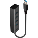 Lindy USB keskjaam 43324 4x USB 3.0, 5Gbps, hall, integreeritud kaabel