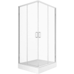 Showerstyle Du&scaron;ikabiin PRIVIA 7264075, 90 cm x 90 cm x 201 cm, valge v&auml;rv, kroomi v&auml;rv, karastatud klaas, 5 mm, liuguksed, alus
