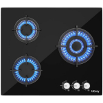 Iseasy gaasipliit MGBG-603, 3 tsooni, 3.3 kW, 2.7 kW, 1.75 kW, must, elektriline s&uuml;&uuml;de, klaaspind