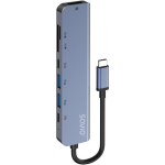Savio AK-82 USB Type-C jaotur, 7 porti, 5000 Mbit/s, HDMI 1.4, 4K, kaardilugeja, must