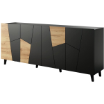 ETNA chest of drawers 200x42x82 black matt + oak craft