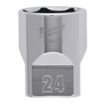 &frac12;&Prime;HROMĒTI UZGRIEŽŅU SKRŪVĒ&Scaron;ANAS UZGAĻI AR ČETRIEM PLAKANIEM&trade; SĀNIEM, 1/2 DRIVE SOCKET METRIC STANDARD - 24 MM, 4932480022 MILWAUKEE