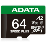 Adata microSDXC UD64GUI3V30A2SP-RA1 64GB 160MB/s lugemine, 140MB/s kirjutamine, U3, V30, A2, veekindel, l&ouml;&ouml;gikindel