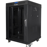 Lanberg Rack kapp 19" vabalt seisv 15U/600x600, FF01-6615-12BL, RAL 9004, 60cm, 60cm, 89.8cm, 2 jahutusventilaatorit, klaasuks