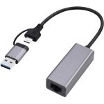 Gembird USB 3.1 + type-C Gigabit v&otilde;rgusild A-USB3AC-LAN-01, 1000 Mbit/s, 1 RJ-45, metallkorpus