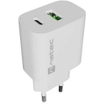 Natec Laadija NUC-2396, 20W, 100-240V, 1xUSB-A, 1xUSB-C, 5-12V, kiire laadimine, universaalne
