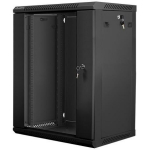 Lanberg Seinale paigaldatav rack 19'' 15U WF01-6415-10B, 600mm, 450mm, 769mm, 60kg, IP20, klaasuks, 2 ventilaatoriava