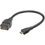 Hama USB kaabel 00173892, 0.15m, 480Mbit/s, Mikro-USB pistik, USB Type-A pesa, must, USB OTG