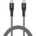 Sandberg USB-C kaabel 441-38, 1m, USB 2.0, USB C, USB C, mees, must, hall, Kevlar, Nailon