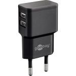 Goobay Dual USB laadija 44951, 2xUSB 2.0, 5V, 2.4A, 12W, must, kiire laadimine