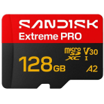 Sandisk Extreme PRO microSD UHS-I 128 GB MicroSDHC, SDSQXCJ-128G-GS6MA, 250MB/s, 120MB/s, U3, V30, A1, veekindel, p&otilde;rutuskindel