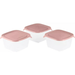 Pārtikas trauciņu komplekts 3 gab. kvadrāts 3x1,2L Fresh&Go rozā