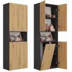 Topeshop NEL 1K DK ANT/ART KP, M-MP-SL-NEL-1K/DK-ANTA, 600mm, 1740mm, 300mm, 4 ust, 5 riiulit, vabalt seisev, matt, puitlaastplaat