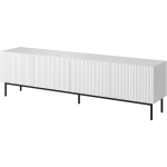 Cama Meble teleri kapp PAFOS TV2+S BI, 2000mm, 400mm, 600mm, 4 ust, 4 riiulit, valge, must teras, matt, paigaldusraam