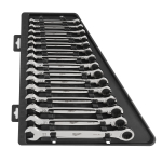 MAX BITE&trade; KOMBINĒTIE UZGRIEŽŅU ATSLĒGU AR SPRŪDRATU KOMPLEKTI, 15 PC MAXBITE RATCHET METRIC COMBINATION SPANNER SET - 1 PC, 4932464994 MILWAUKEE