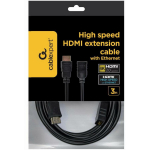 Gembird HDMI pikendus CC-HDMI4X-10 3 m, HDMI A isane, HDMI A emane, HDMI 2.0, 18 Gbit/s, 3D, ARC, must