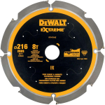Dewalt Saeplaud DT1473-QZ 216mm 30mm 8T PCD Mitme materjali, 7000 rpm, 12&deg; Hambakalle, 2mm Kerf, FTG, Antivibratsioon slotid