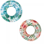 Bestway Puhutav basseiniring Tropical Palms 8982183, &Oslash; 119 cm, &Oslash; 106 x 27 cm, PVC, ohutusventiil, remondipatch
