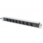 Digitus Pikendus PDU 19 tolli DN-95401, 16A, 4000W, alumiinium, 2m, 8 Schuko pesa, 250V AC