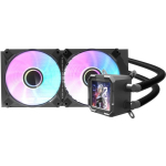 Darkflash DV240S BLACK CPU vesijahuti, 240mm, 2x120mm, 800-1800 RPM, 64.05 CFM, 1.85 mm-H₂O, 30 dBa, LCD 320x320, ARGB