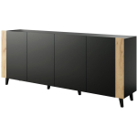 FARO chest of drawers 200x42x82 matte black + oak craft