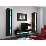 Cama Meble VIGO NEW WIO180, 1800x400x300mm, 3 riiulit, 1 uks, MDF, matt, klaasriiulid, seinale kinnitatav