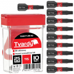 Ietekmes skrūvgrieža uzgaļi T15 25mm S2, Tvardy, T00177-25-10, 10 gab. komplekts