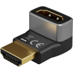 Goobay HDMI nurgaadapter 90&deg; vertikaalne 72009, 8K 60 Hz, kuldne kattega, must/h&otilde;be, 48 Gbps, 4K120Hz tugi