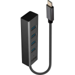 Lindy USB keskjaam 43325, 4x USB 3.2, 1x USB-C, kiirus kuni 5Gbps, hall, integreeritud kaabel