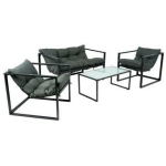 Aiam&ouml;&ouml;bli komplekt terrassile r&otilde;dule ja hoovi 4 kohta metallraam klaasist lauaplaat padjad 9152393 BESK
