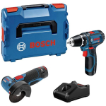 Bosch T&ouml;&ouml;riistade komplekt GSR 12V-15, GWS 12V-76, 2x2,0Ah, 0615990N2U, 30Nm, 0-1300rpm, harjadeta mootor