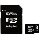 Silicon Power m&auml;lukaart MicroSDHC, SP008GBSTH010V10SP, 8 GB, 3.6 V, 2.7 V, 3.3 V, 2.8 V, 1 tk, Class 10, RoHS, ECC